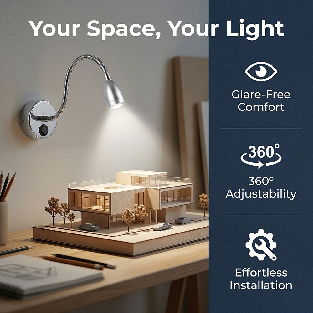 مصباح جداري LED فضي 3 واط بجهد - مراجعة Desk Lamp وسعره